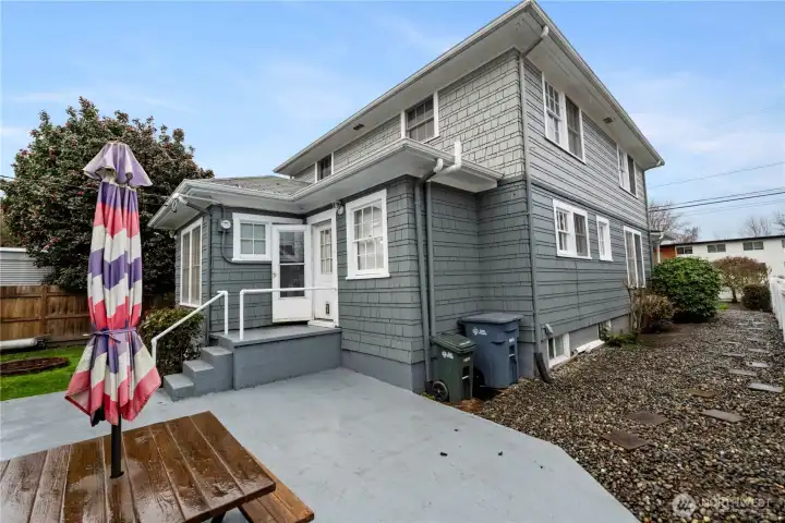 Large private back patio