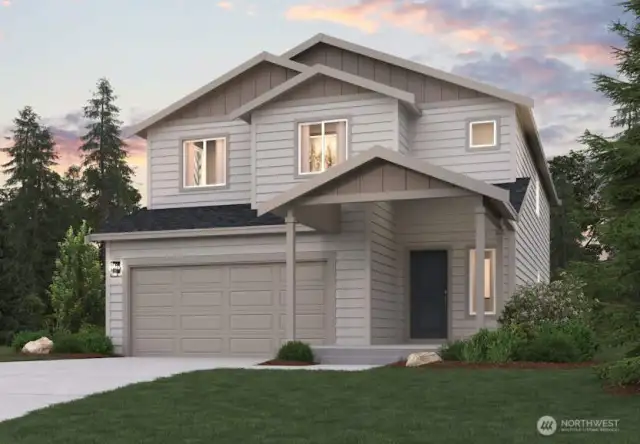 Finley-2447 Elevation B Rendering-Depictions of homes or other features are artist conceptions. Hardscape, landscape, and other items shown may be decoration and not included in the purchase price and availability may vary, not promised. Views may also be altered by subsequent construction, tree growth, and landscaping.