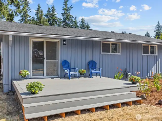 New composite deck is a fabulous spot to soak up all of the sun while enjoying a beverage.