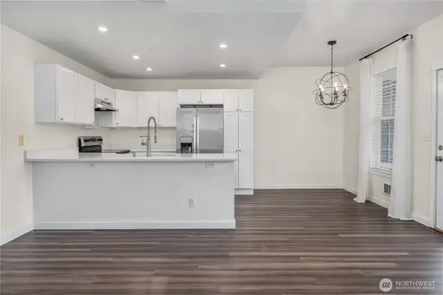 Open living room, dinning room, and kitchen