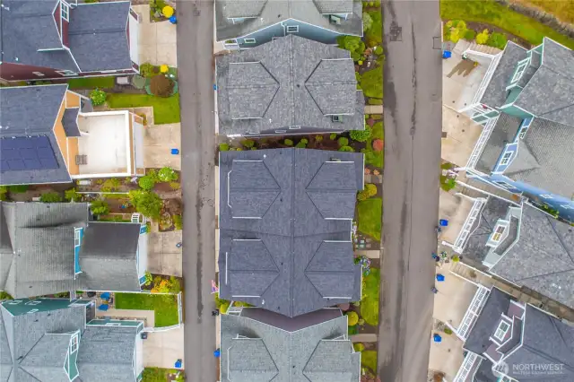 Arial view of the newer roof