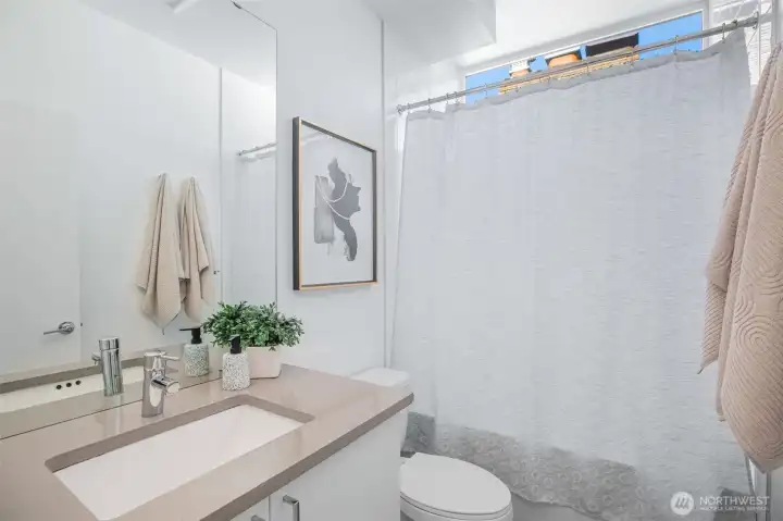 Full bath on the main floor, great for guests!