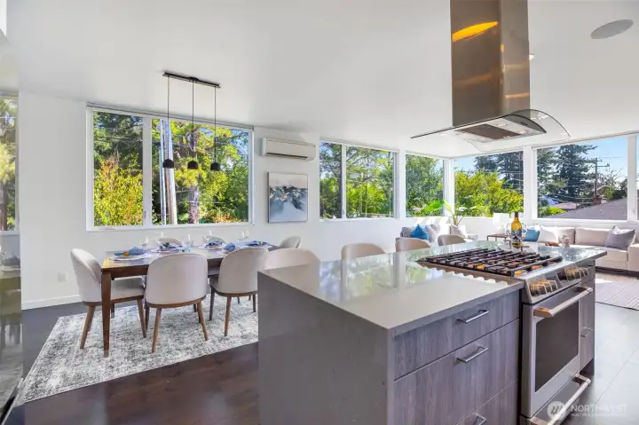 Be part of the conversation while entertaining in this open entertainment area