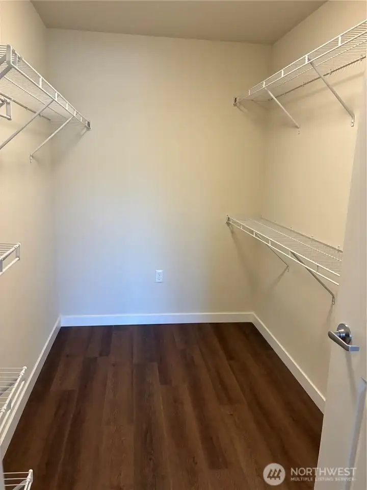 Such a great walk-in closet in primary bedroom.