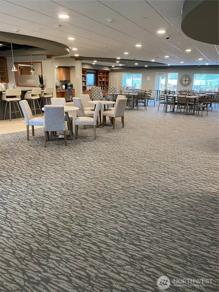 Community room has seating for all; great for special events, board meetings and informal gatherings.