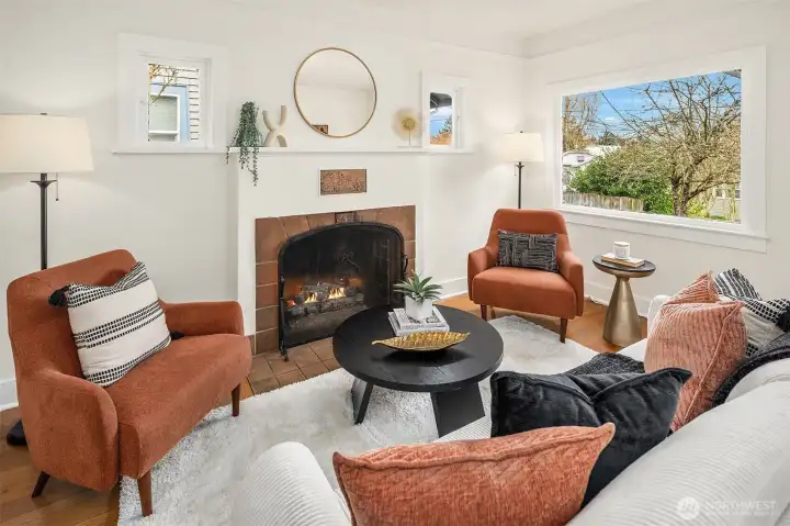 Wood burning fireplace