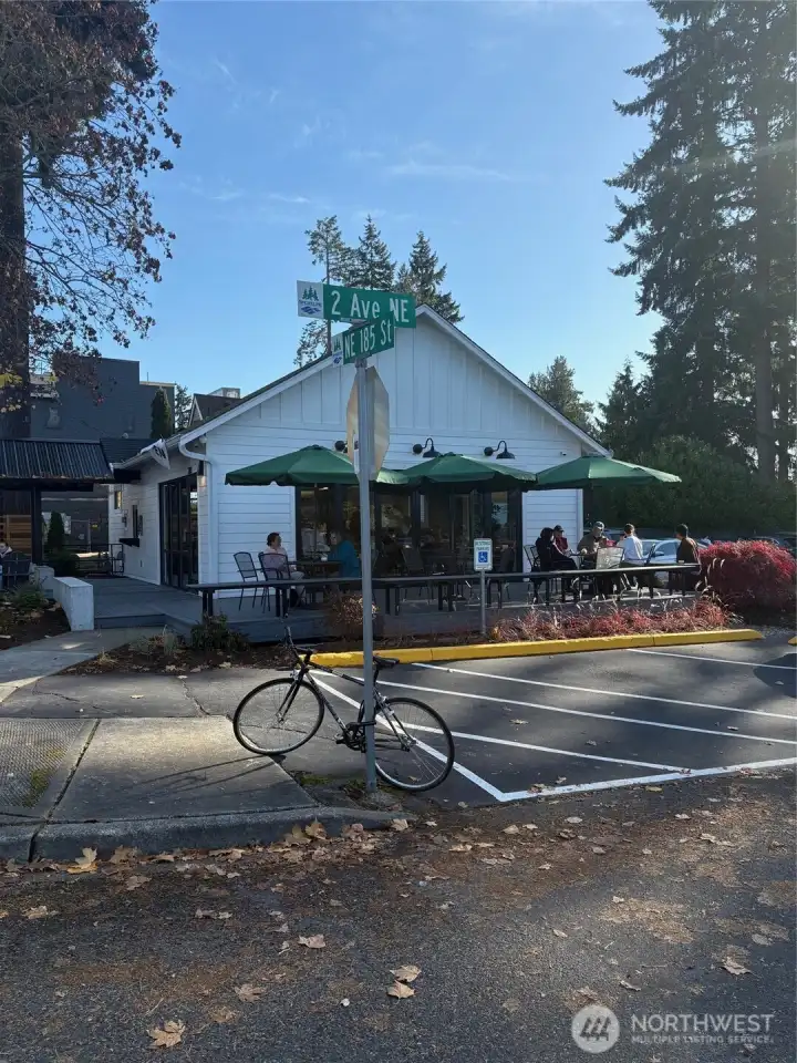 Stop by the new coffee shop, only 1 block away, on your walk to the light rail station