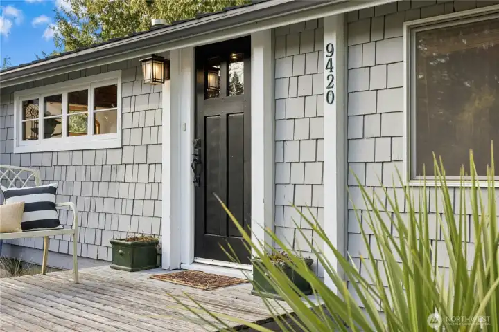 A picket fence leads you to your front porch.