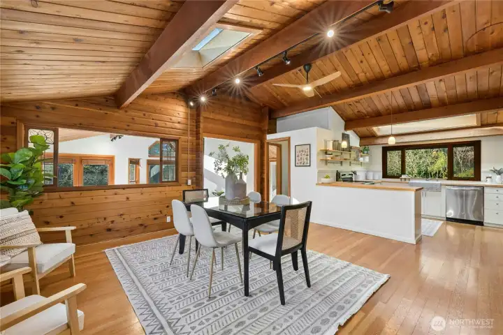 Right away vaulted ceilings and warm wood finishes welcome you in.
