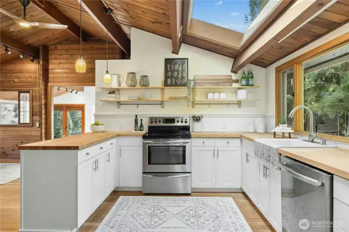 The spacious and updated kitchen.