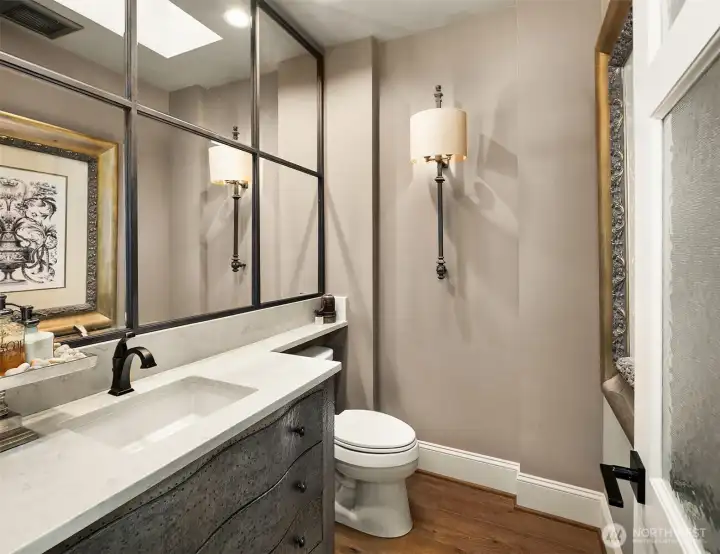 Gorgeous powder bath with designer touches!