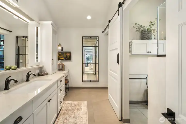 Spa-like features in the primary bath with heated floors!