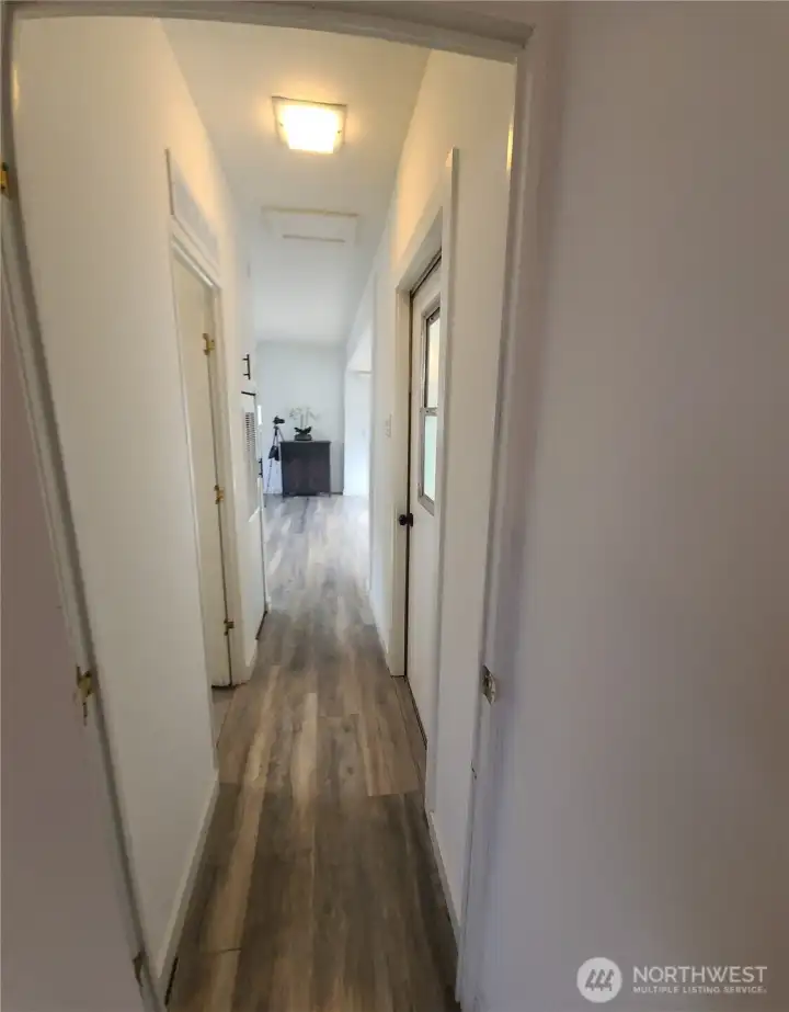 Hallway looking into living room from Bedroom