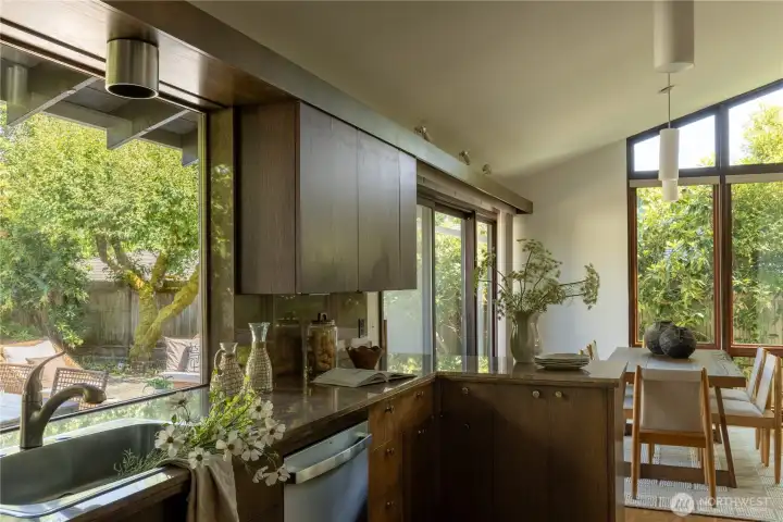 Kitchen view of patio