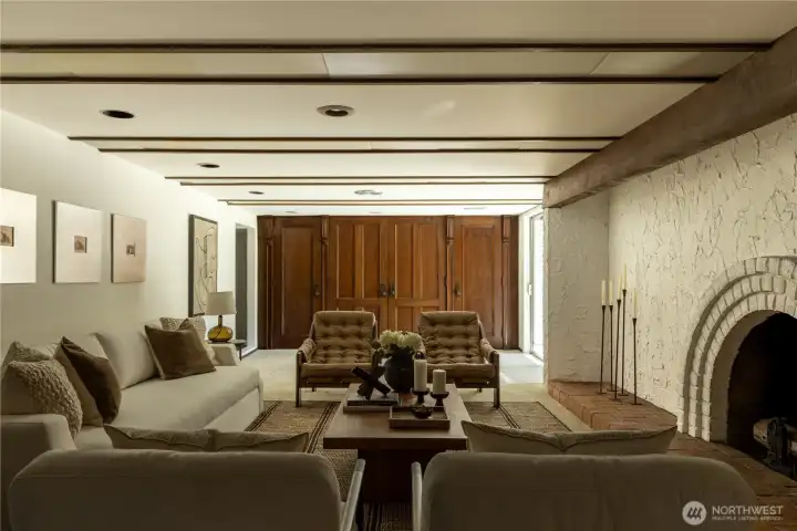 Lower level family room, with access to back yard