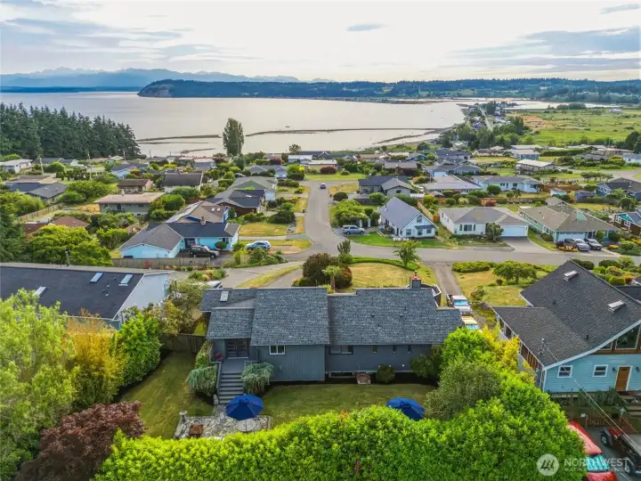 West facing home with views of Puget Sound, fully fenced back yard