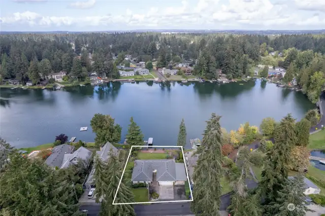 Home sits overlooking the north side of the lake.