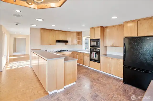 Large kitchen with views!