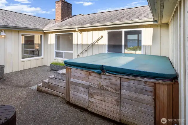 Center of the home. Hot tub!