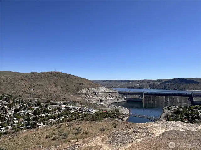 View from Crown Point of the Town of Coulee Dam, Grand Coulee Dam and Columbia River