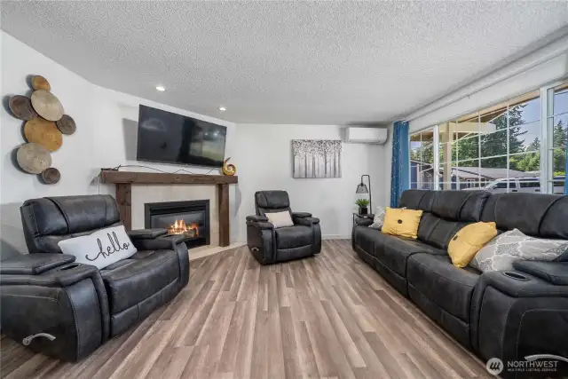 Recessed lighting over the fireplace