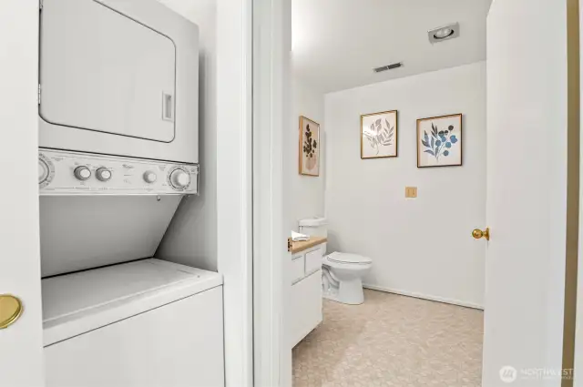 Washer Dryer in Closet next to Half Bath.