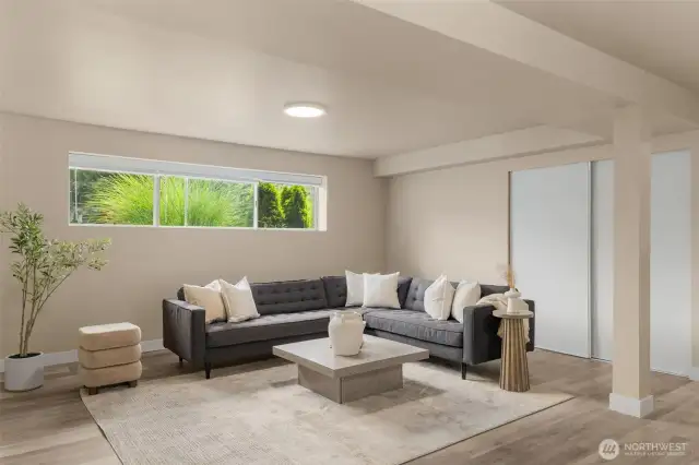 A quiet getaway family room on the lower level