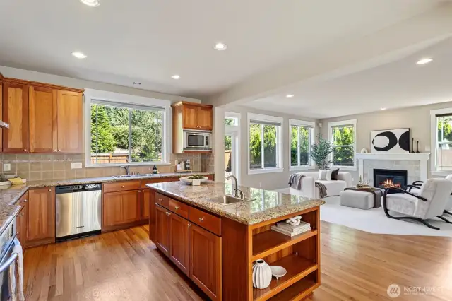 Kitchen and family room