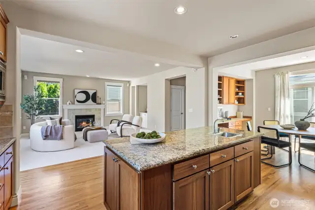Kitchen and family room