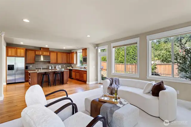 Kitchen and family room