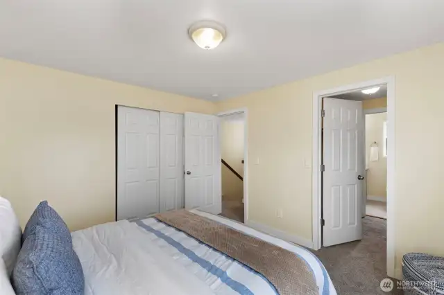 Looking toward the attached bathroom from the primary bedroom.