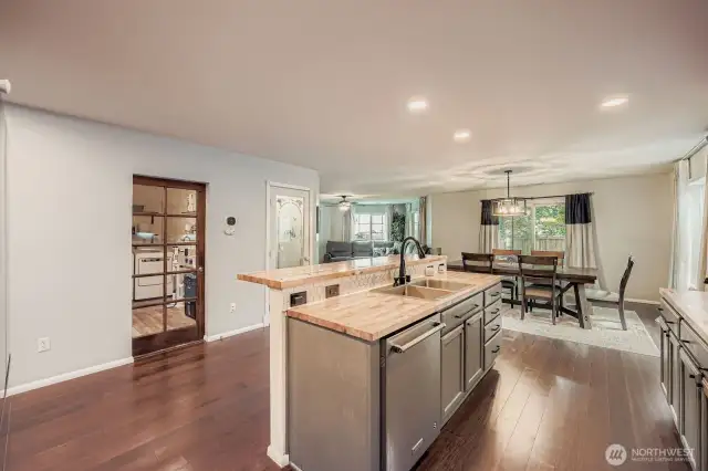 Kitchen area with attached pantry/closet space