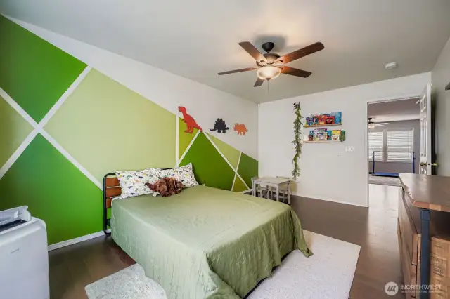 Spacious upstairs bedroom with walk in closet