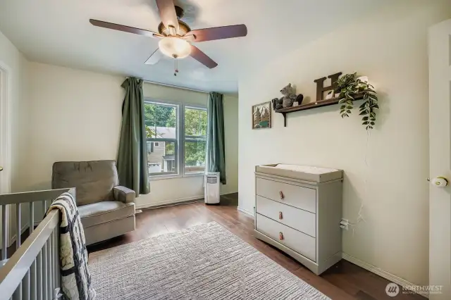 Spacious upstairs bedroom with walk in closet