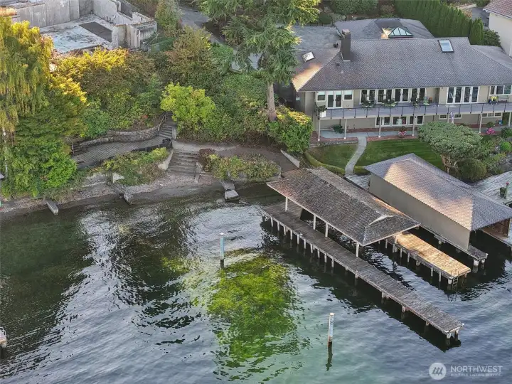 A U-shaped covered dock with deep-water moorage — perfect for all your waterfront adventures and outdoor fun.