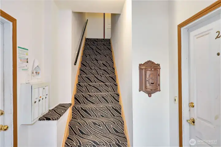 Stairs up to the upper units.