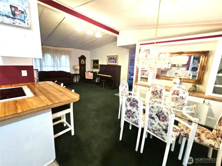 Kitchen opens to the dining room and living room.