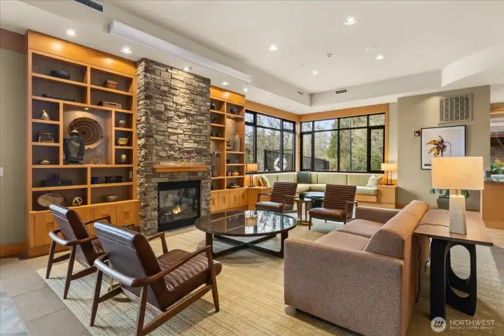 a recently refreshed Gathering Room ...new furnishings, refinished floors . .