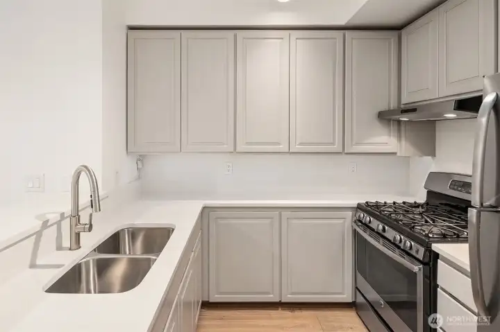 Newer appliances, sink and faucet