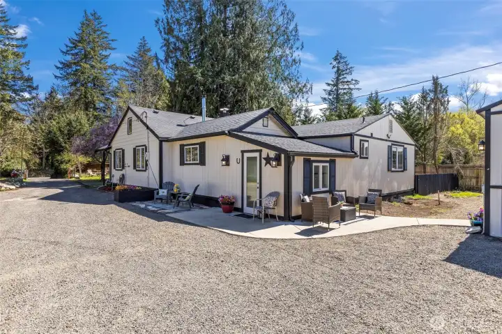 extra parking and mud room entrance