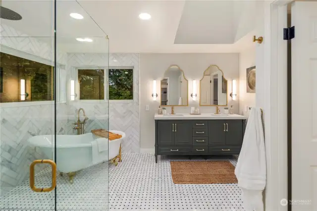 Marble tile floors and surround.