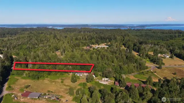 Overhead view with approximate boundaries in red.