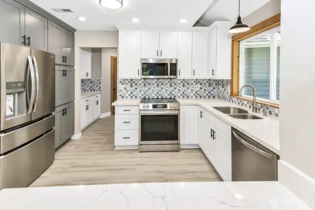View from peninsula of kitchen.