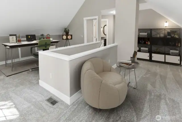 Virtually staged. Upstairs office space.