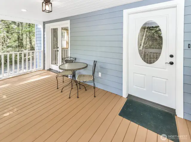Front entrance to home and deck.