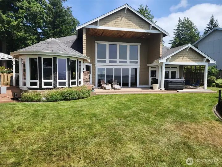 Sunny bank of windows for light and sun all year long.