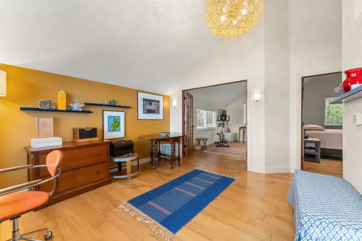 South Tower features 1 bed + 1 bath & den/ office/ yoga space plus french doors leading to work out/ rec space.