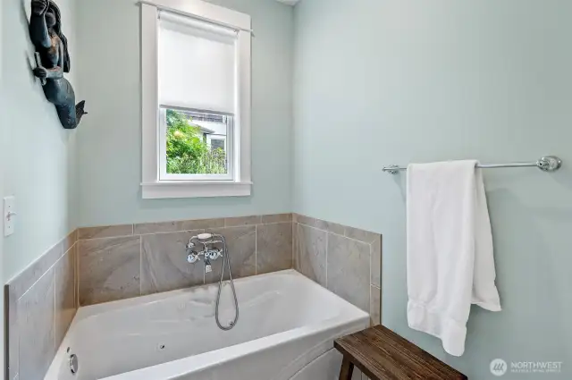 large soaking tub . . .