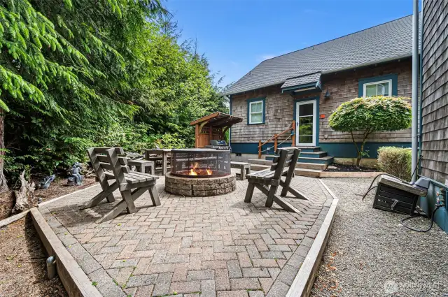 complete with a s'mores ready fire pit . . .