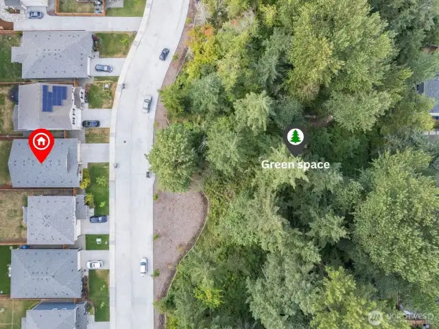 A smaller neighborhood with welcoming green space.